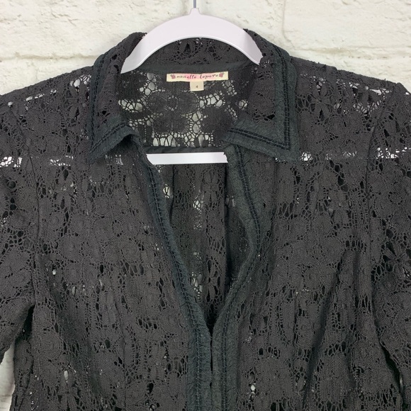 Nanette Lepore Black Crochet Lace Sequin Blazer 4 - Picture 4 of 7
